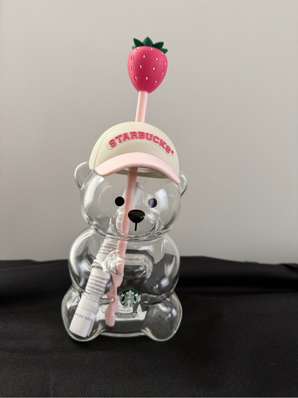 AUTHENTIC!!! Starbucks VIRAL Bear CUP with Pink Cap & Strawberry Top